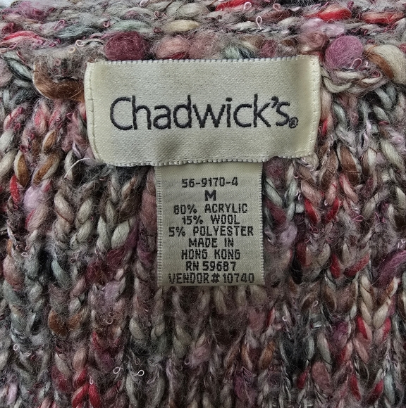Chadwick Cardigan Sweater Pink Marled Loopy Trim - Medium - Picture 7 of 7